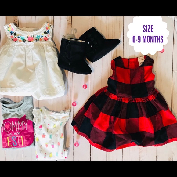Carter's Super Cute Buffalo Dress Bundle/0-9m